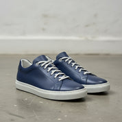 Men's Navy Blue Lace-Up Leather Sneakers