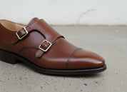 Handmade Mens Double Monk Brown Dress Shoes, Brown Oxford Shoes for Men