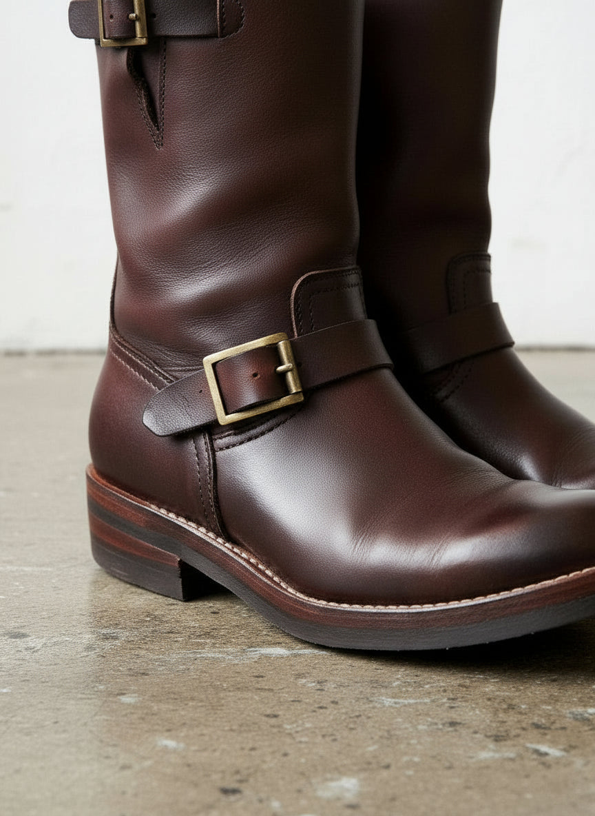 Handcrafted Maroon Leather Work Boots for Men