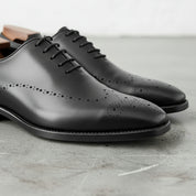 Men's Handcrafted Black Leather Brogue Dress Shoes