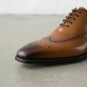 Men's Handcrafted Brown Leather Wingtip Brogue Shoes