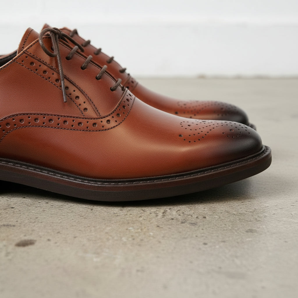 Men's Classic Handmade Cow Leather Brogue Dress Shoes
