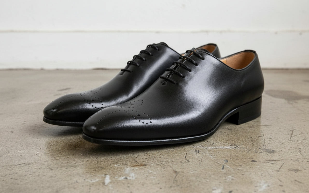Men's Handcrafted Black Brogue Dress Shoes