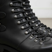 Handmade Men's Black Biker Leather Ankle Boots