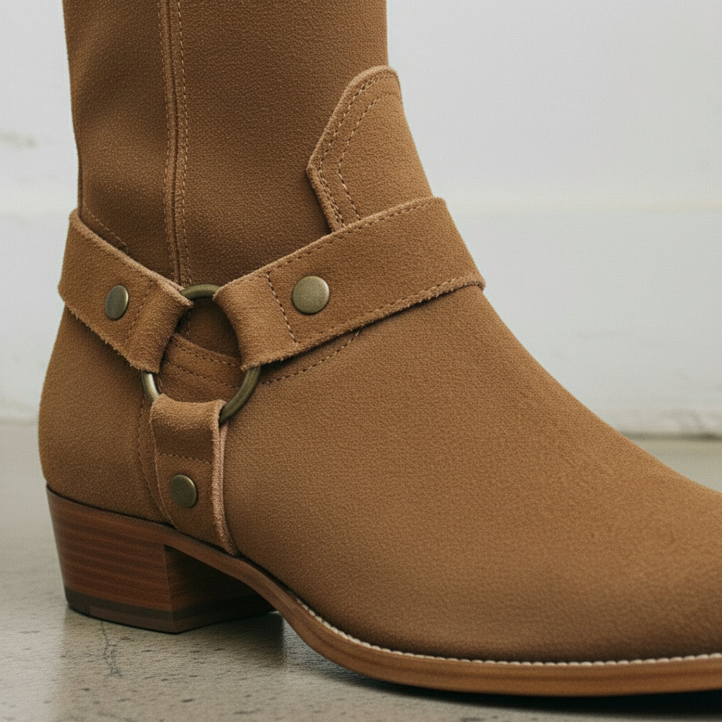 Handmade Men's Cow Leather Suede High Ankle Boots