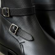 Handmade Men's Black Leather Jodhpurs Boots, Men Black Monk Strap Ankle Boot