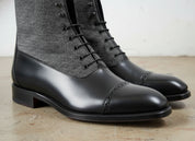 Men's Handmade Two Tone Cap Toe Ankle Lace Up Boots