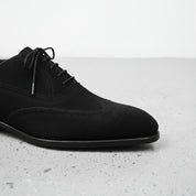 Handcrafted Black Suede Wingtip Men's Shoes