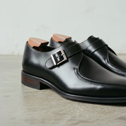 Handmade Men's Black Leather Monk Strap Dress Shoes