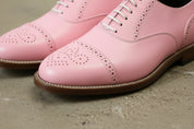 Handcrafted Pink Leather Oxford Men's Shoes