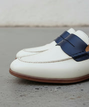 Handmade Men Two Tone Formal Shoes, Blue and White Dress Shoes