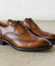 Men's Tan Brown Wingtip Leather Dress Shoes