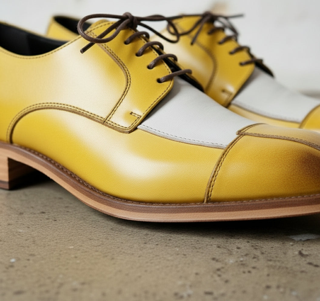 Men's Two Tone Leather Derby Dress Shoes
