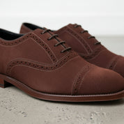 Handcrafted Men's Brown Suede Brogue Dress Shoes