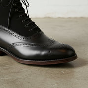 Handcrafted Men's Black Wingtip Brogue Leather Boots