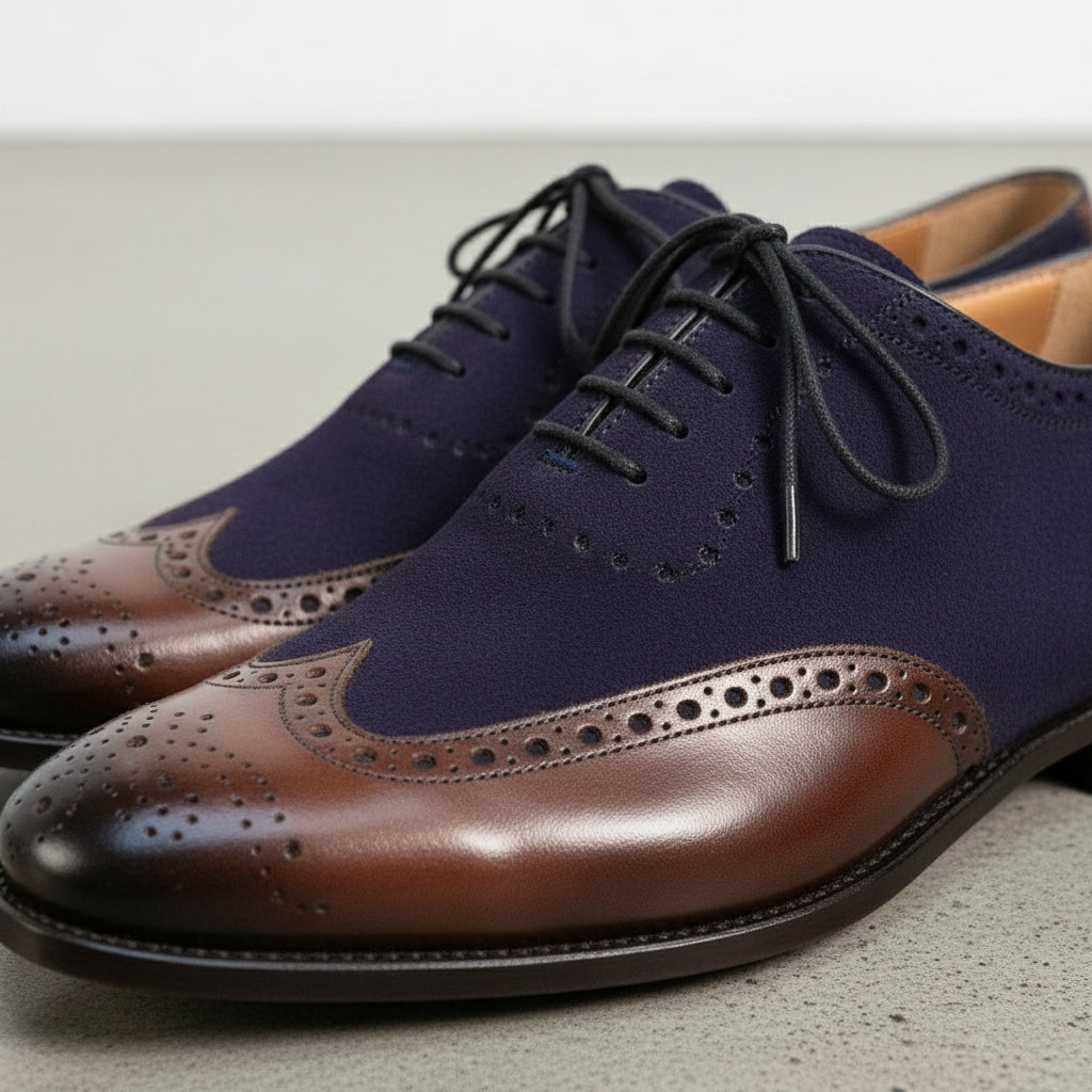Handcrafted Two-tone Formal Wingtip Shoes