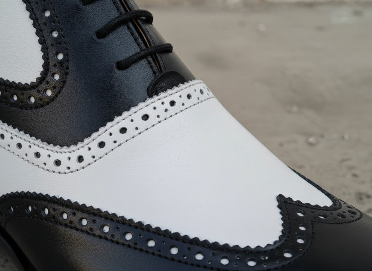 Men's Handmade Wingtip Brogue Ankle Dress Boots
