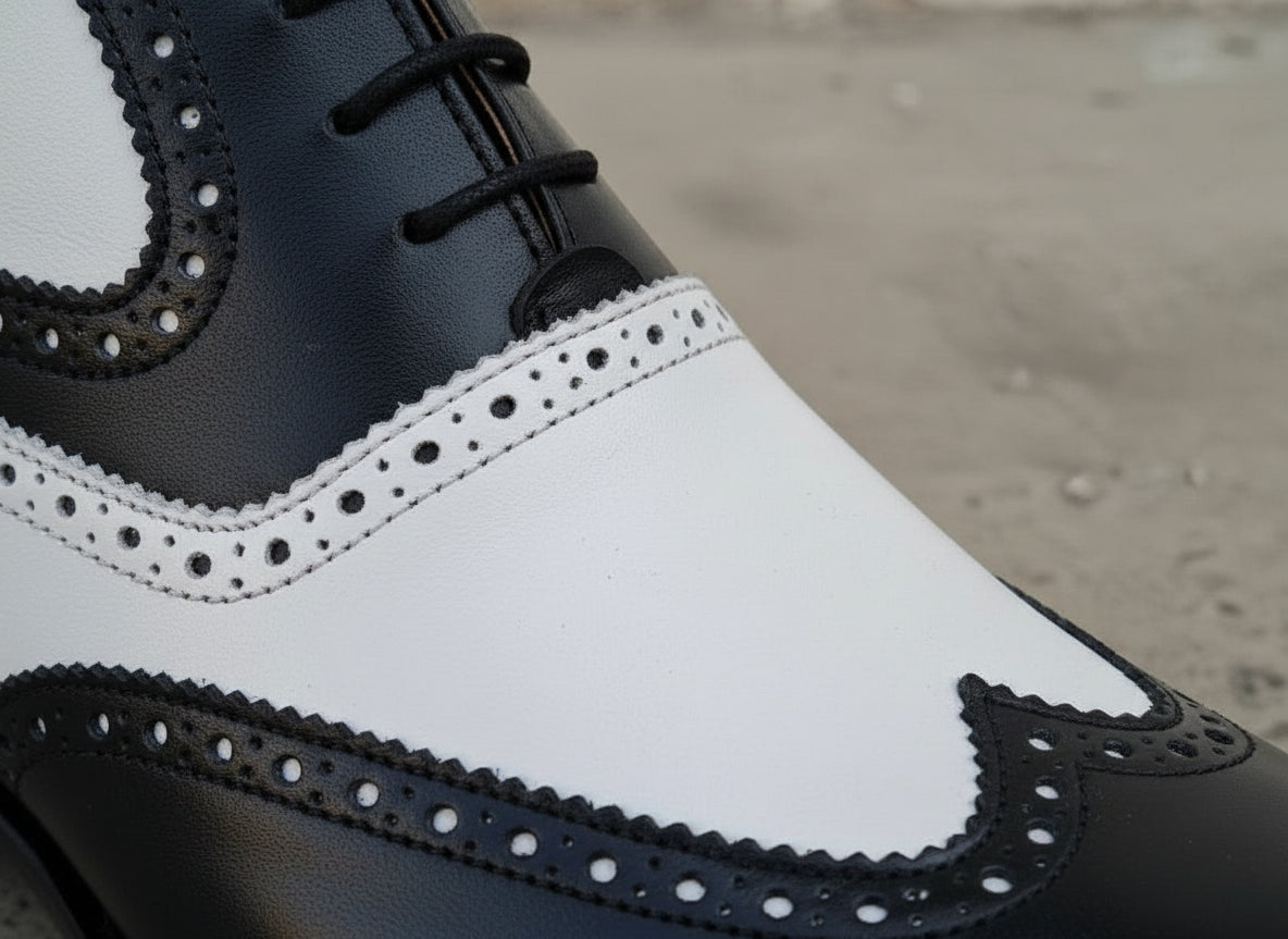 Men's Handmade Wingtip Brogue Ankle Dress Boots
