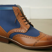 Handcrafted Men's Wingtip Brogue Lace-Up Leather Ankle Boots