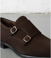 Men's Brown  Suede Double Monk Dress Shoes