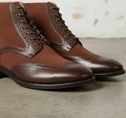 Handmade Ankle Boot ,Classic Brown Lace Up Full Grain Leather Mens Boots