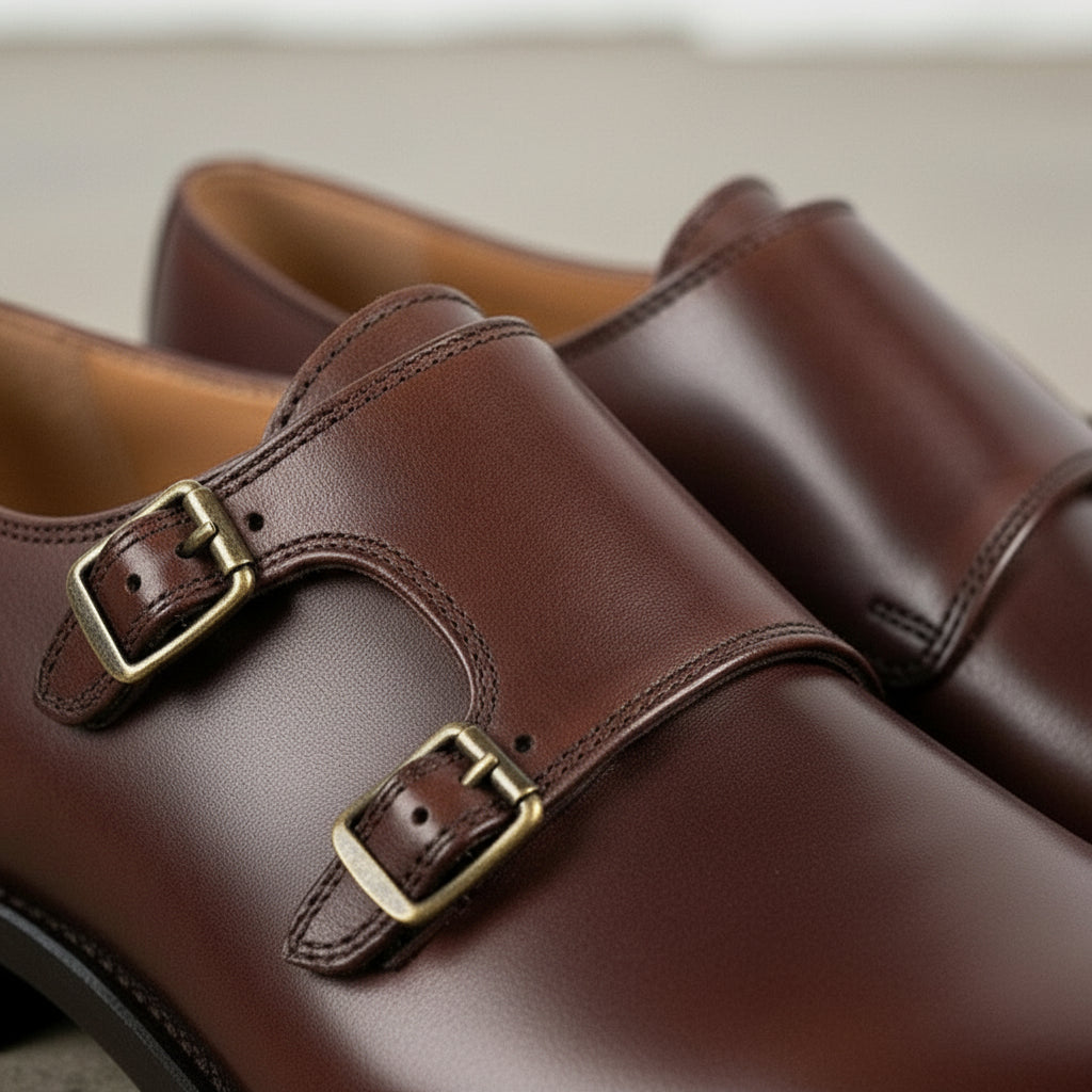Handmade Men's Leather Monk Strap Dress Shoes