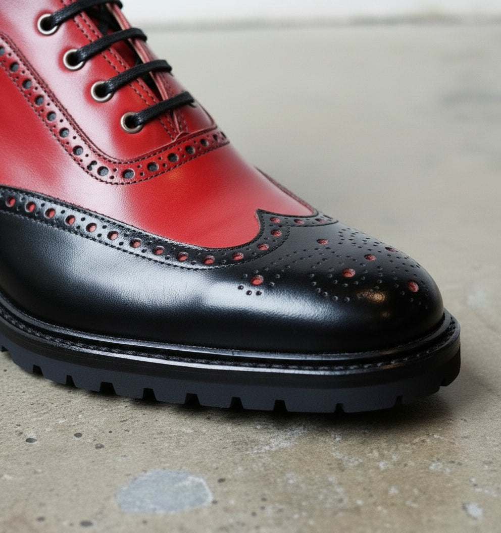 Men's Multi-color Wing Tip Brogue Ankle Boots