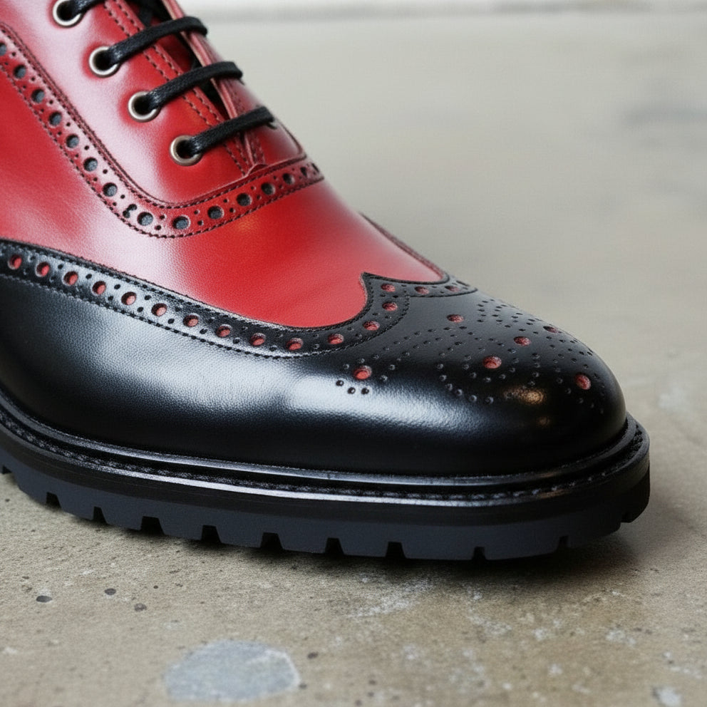 Men's Multi-color Wing Tip Brogue Ankle Boots