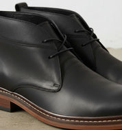 Handmade Men's Black Leather Lace Up Ankle Boots