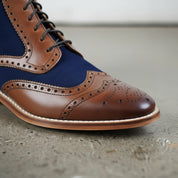 Handcrafted Men's Two-Tone Wingtip Brogue Ankle Boots