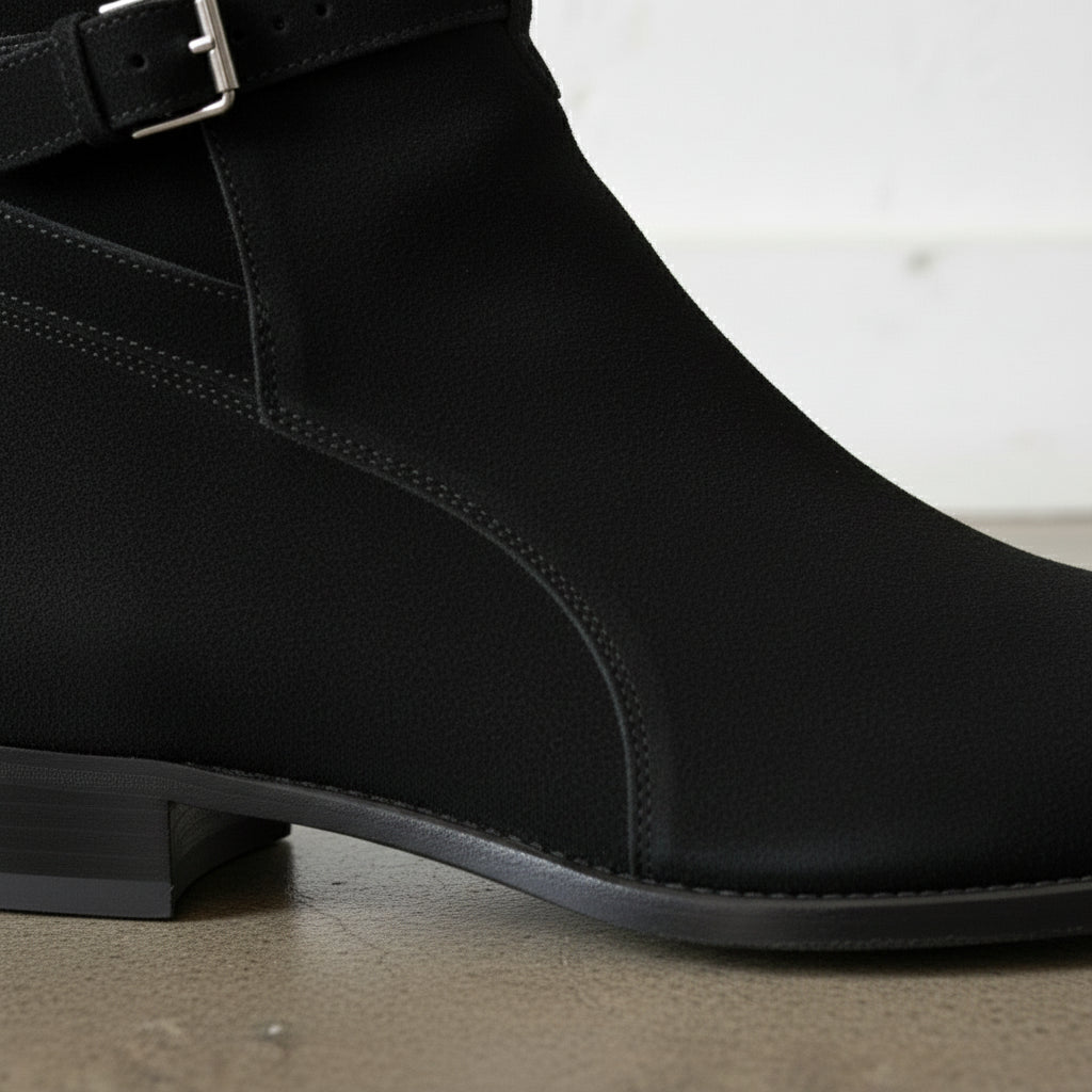 Handmade Men's Black Suede Jodhpurs Boot, Men Black Ankle Boots