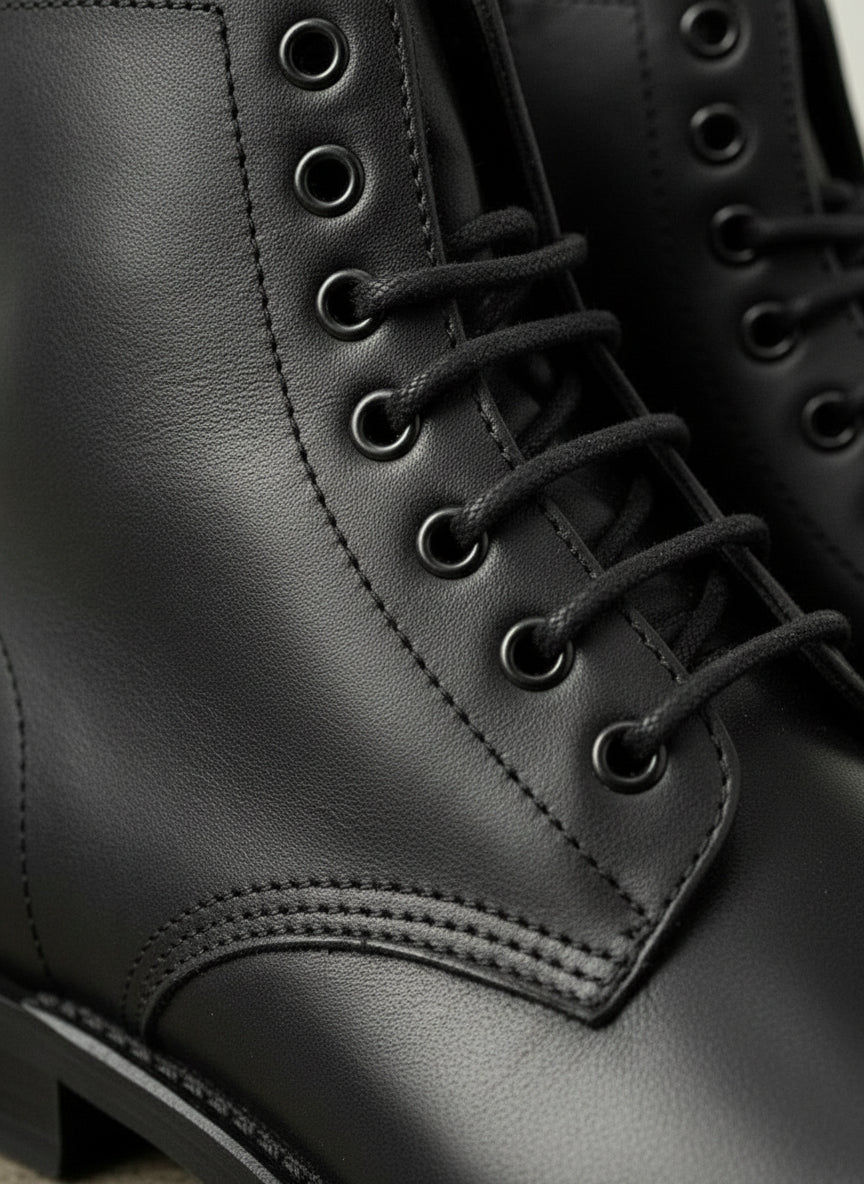 Handcrafted Men's Black Leather Ankle Boots with Zipper Detail