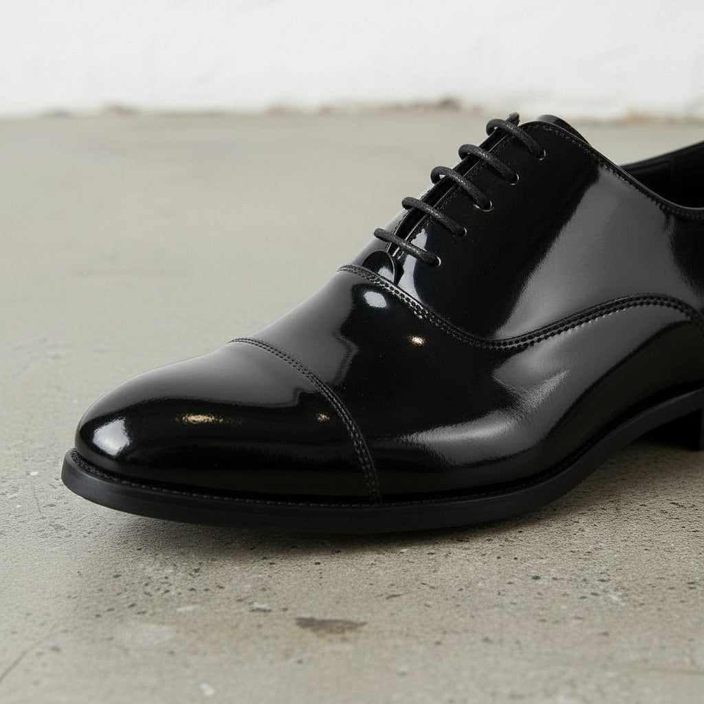 Men's Formal Dress Shoes, Handmade Full Grain Patent Leather