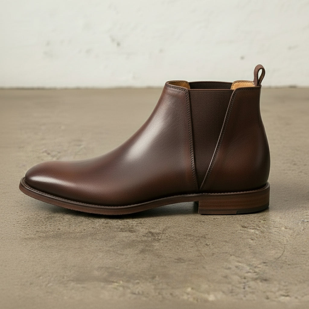 Handmade Men's Brown Leather Chelsea Ankle Boots
