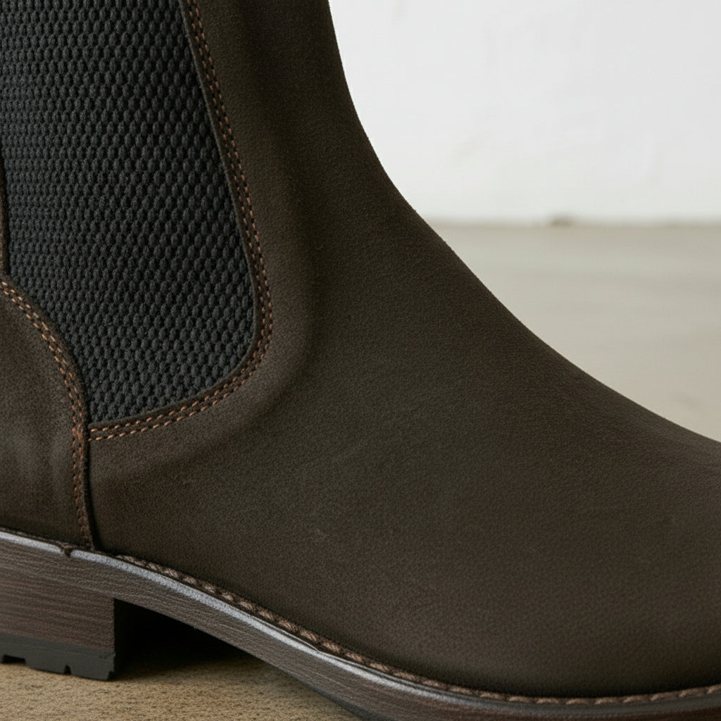 Men's Handmade Dark Brown Suede Ankle Chelsea Boots
