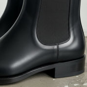 Handmade Men's Black Leather High Ankle Chelsea Pointed Toe Boots