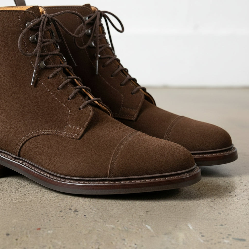 Handcrafted Men's Brown Suede Lace-Up Ankle Boots