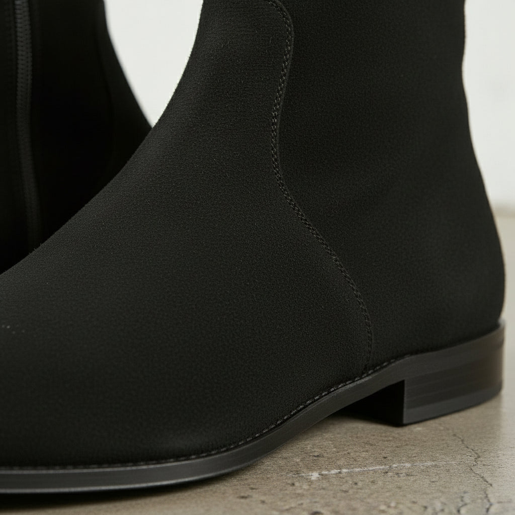 Handmade Men's Black Side Zipper Suede Leather Ankle Boots