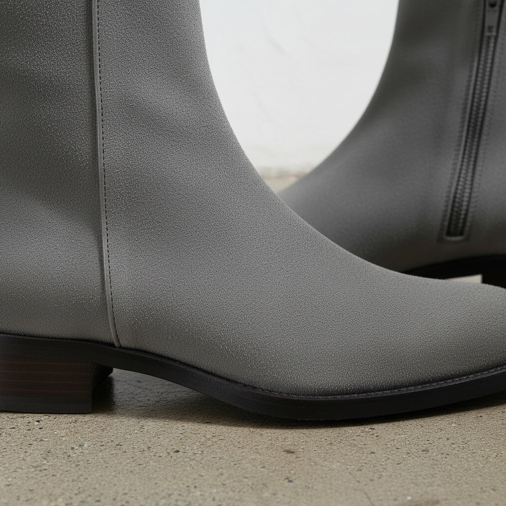 Handmade Men's Gray Suede Ankle Boots, Men Dress Boot, Gray Zipper Boot