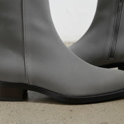 Handmade Men's Gray Suede Ankle Boots, Men Dress Boot, Gray Zipper Boot