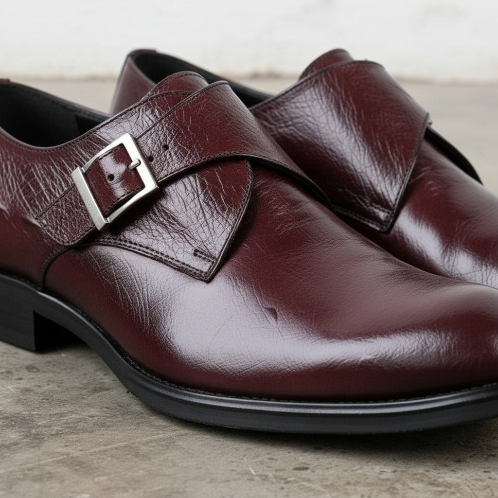 Handmade Men's Full Grain Leather Formal Monk Shoes