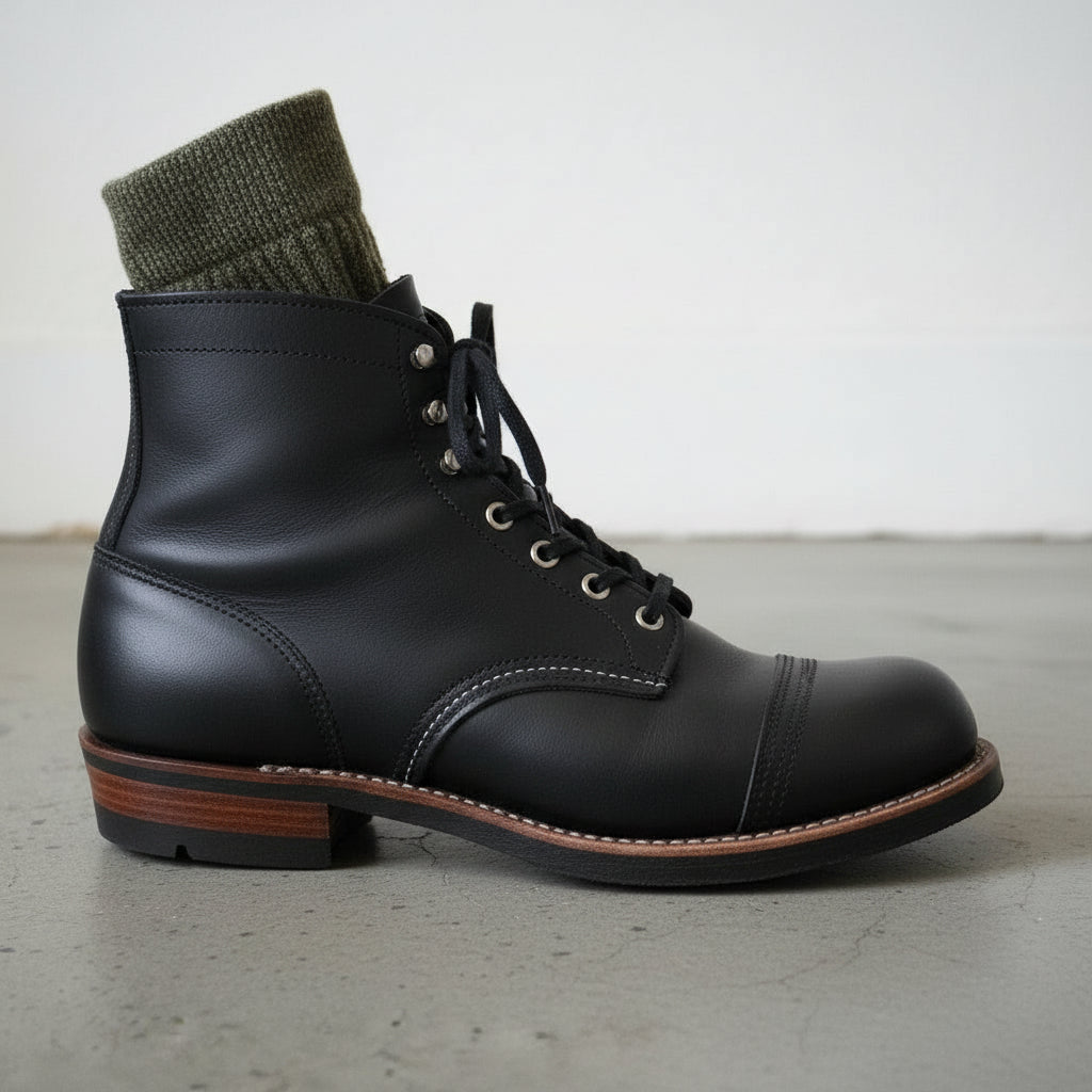 Men's Black Leather High Ankle Boots