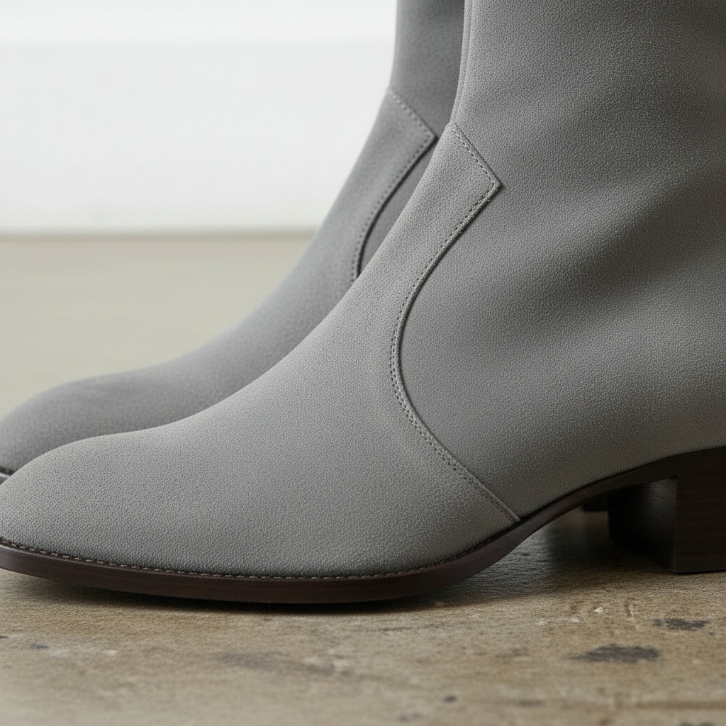 Handmade Men's Gray Suede Ankle Boots - Men's Dress Boot - New Zipper Boot
