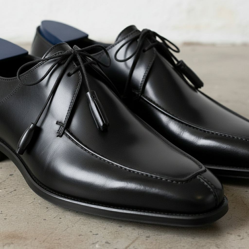Handcrafted Men's Black Oxford Dress Shoes