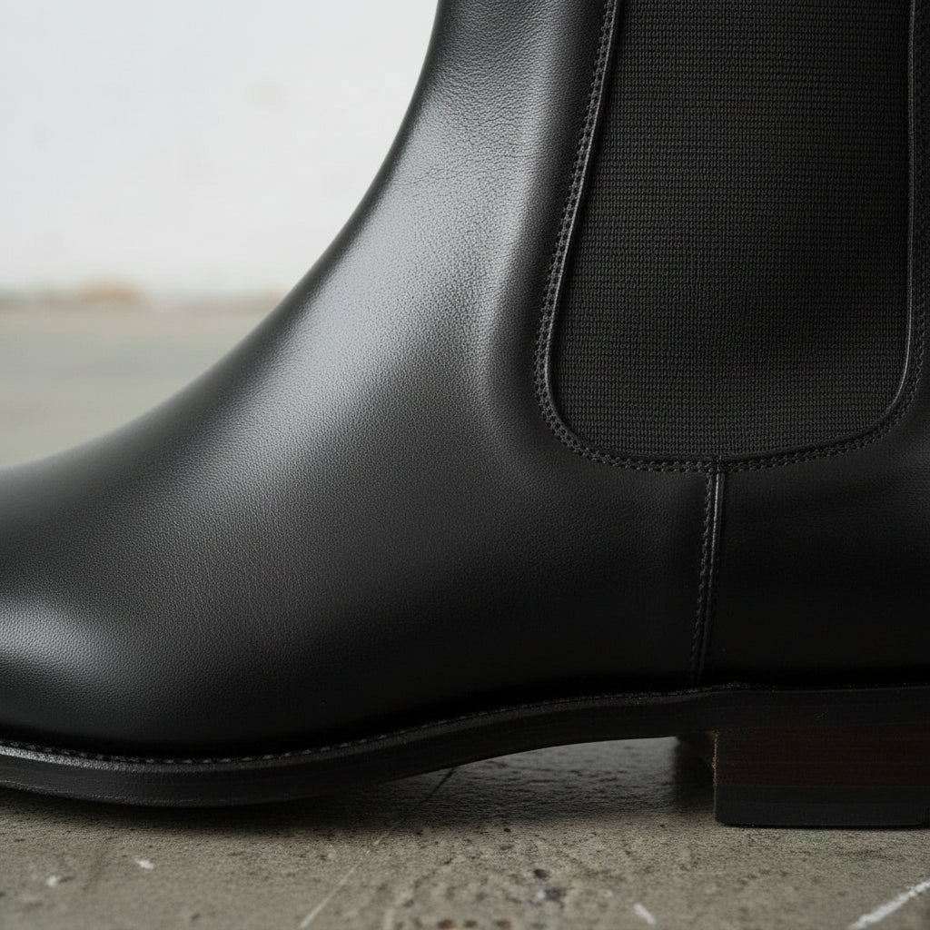 Men's Handmade Black Chelsea Boots - Leather Ankle Footwear