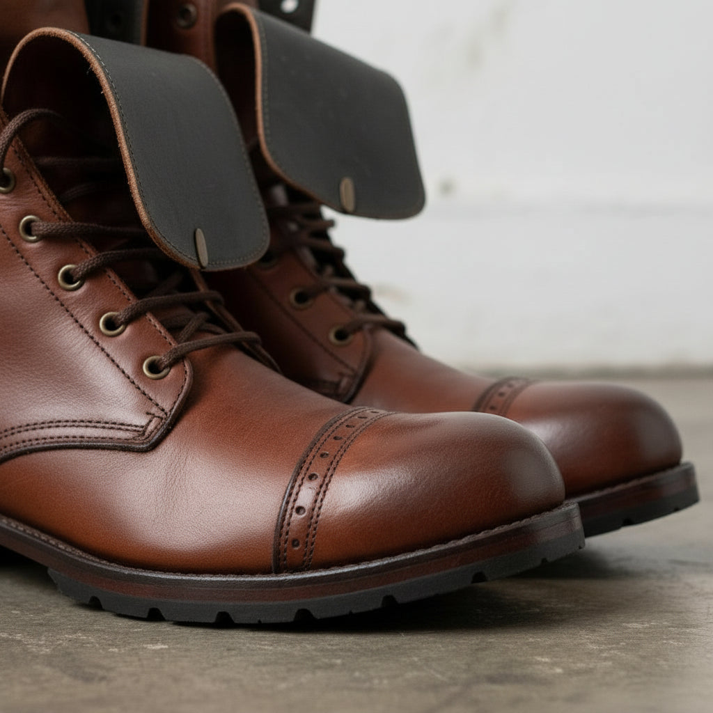 Handcrafted Men’s Cap-Toe Ankle Boots, Smart Casual Style