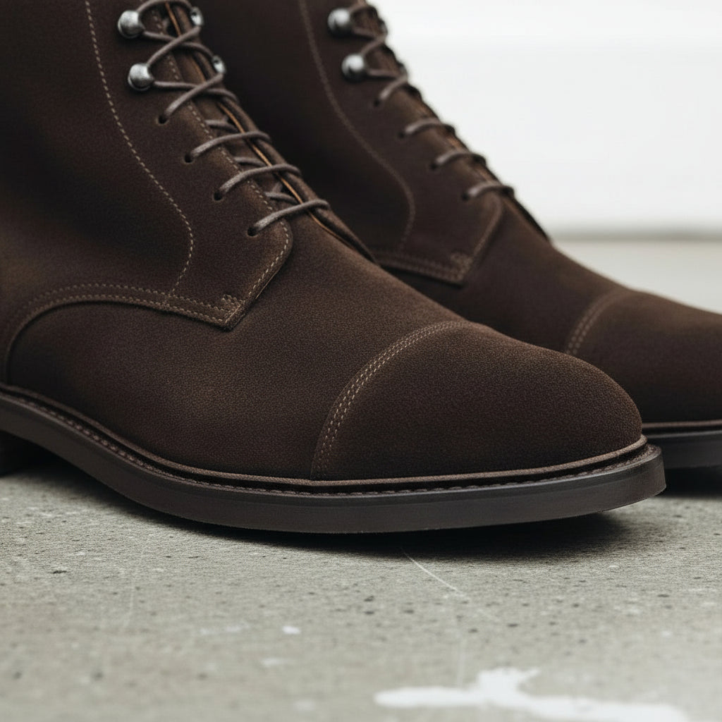 Handcrafted Men's Brown Suede Ankle Boots