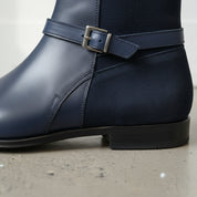 Handcrafted Men's Navy Blue Jodhpurs Ankle Boots