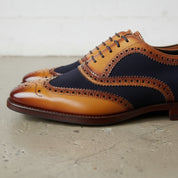 Handcrafted Men's Two-tone Wingtip Brogue Dress Shoes