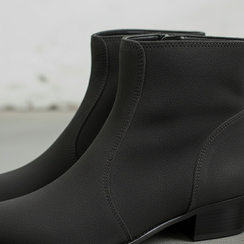 Men's Dark Gray Suede Zipper Ankle Boots